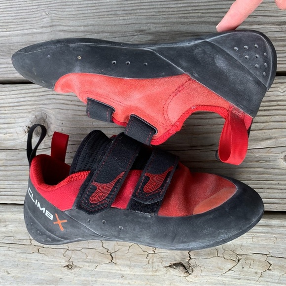 Climb X Rave Strap Climbing Shoes Mens US 6 / Womens US 7 EU 38 Red Hook & Loop - Picture 9 of 15